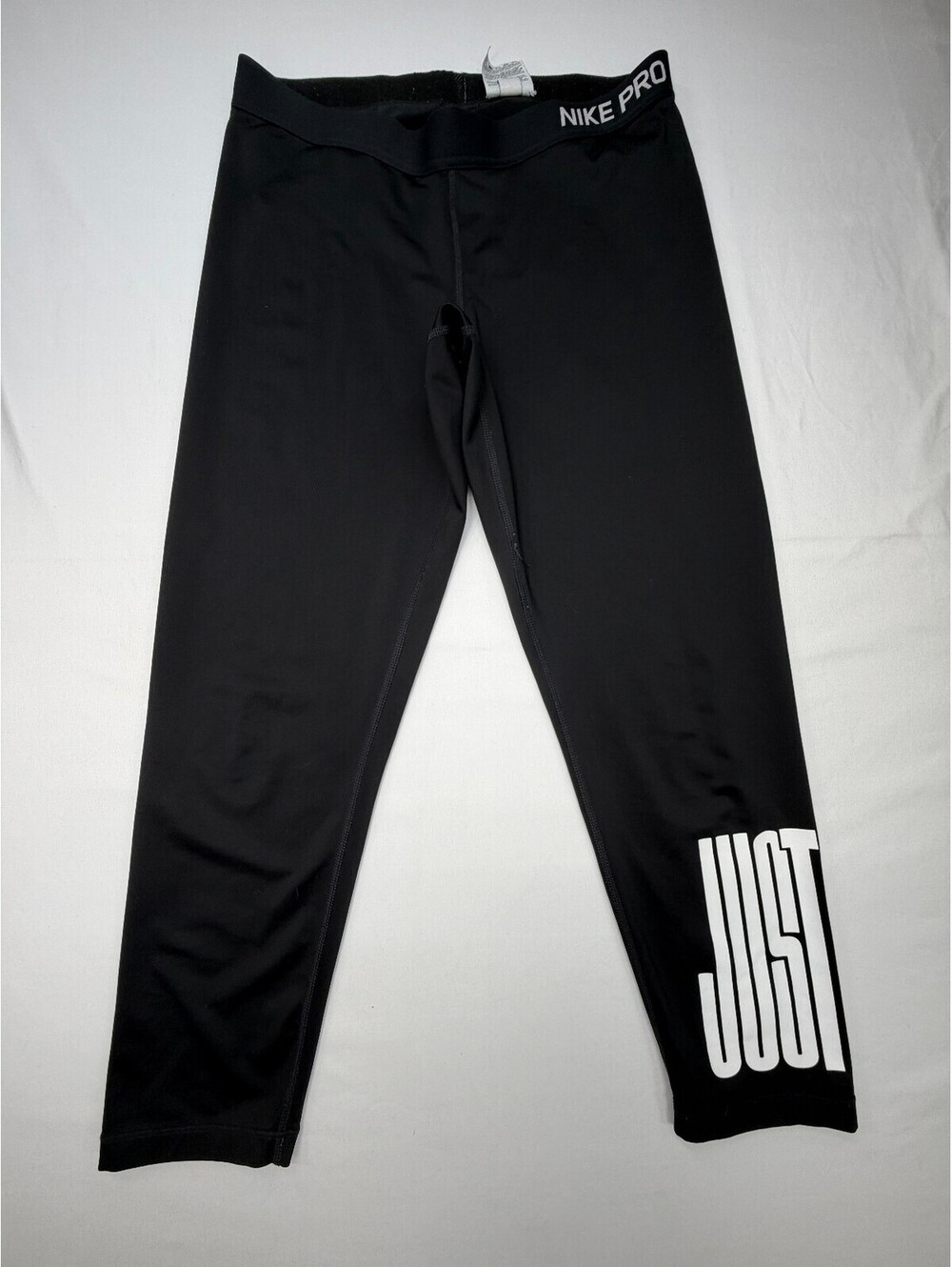 Nike Pro Women's Leggings Just Do It Cropped Dri-Fit Elastic Waist Size XL Black
